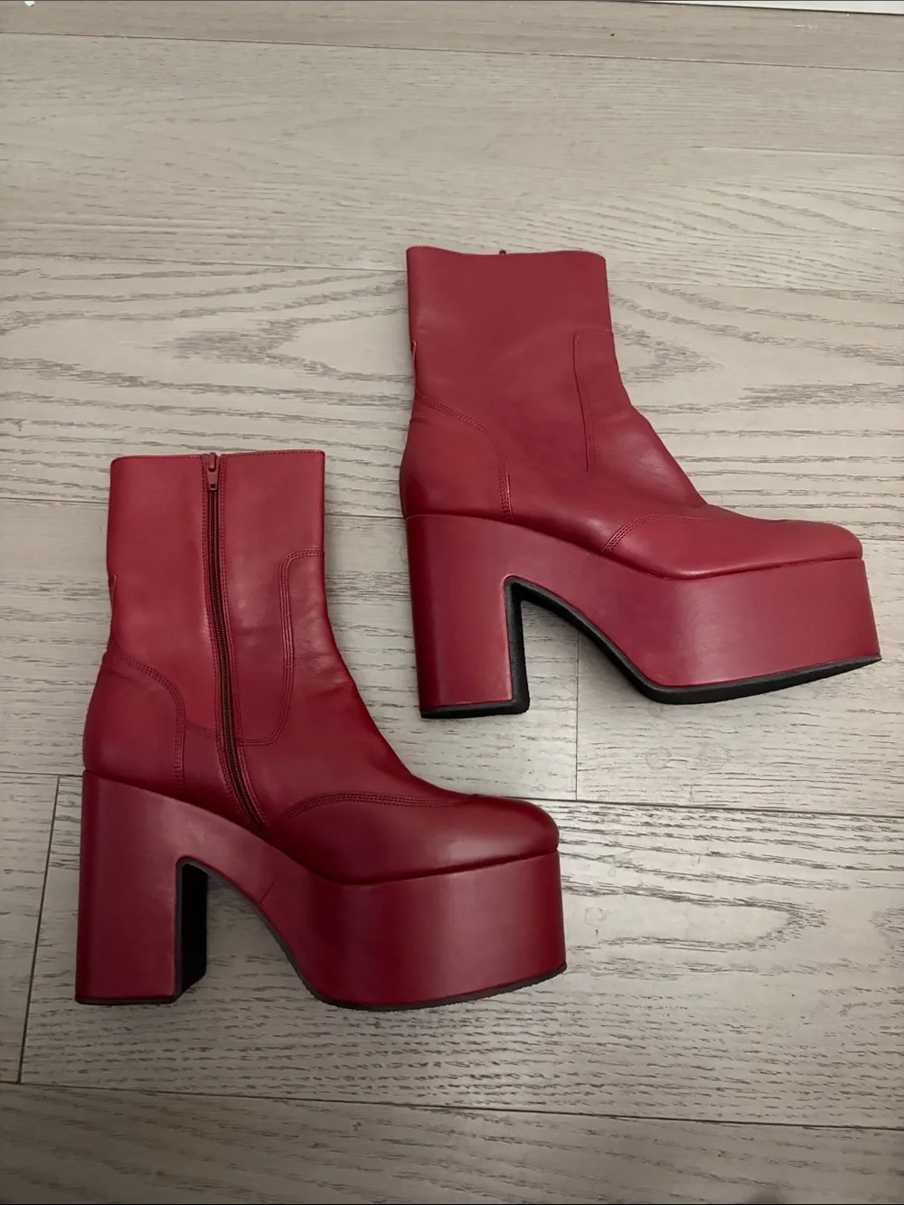Women's Red Platform Ankle Boots 39.5